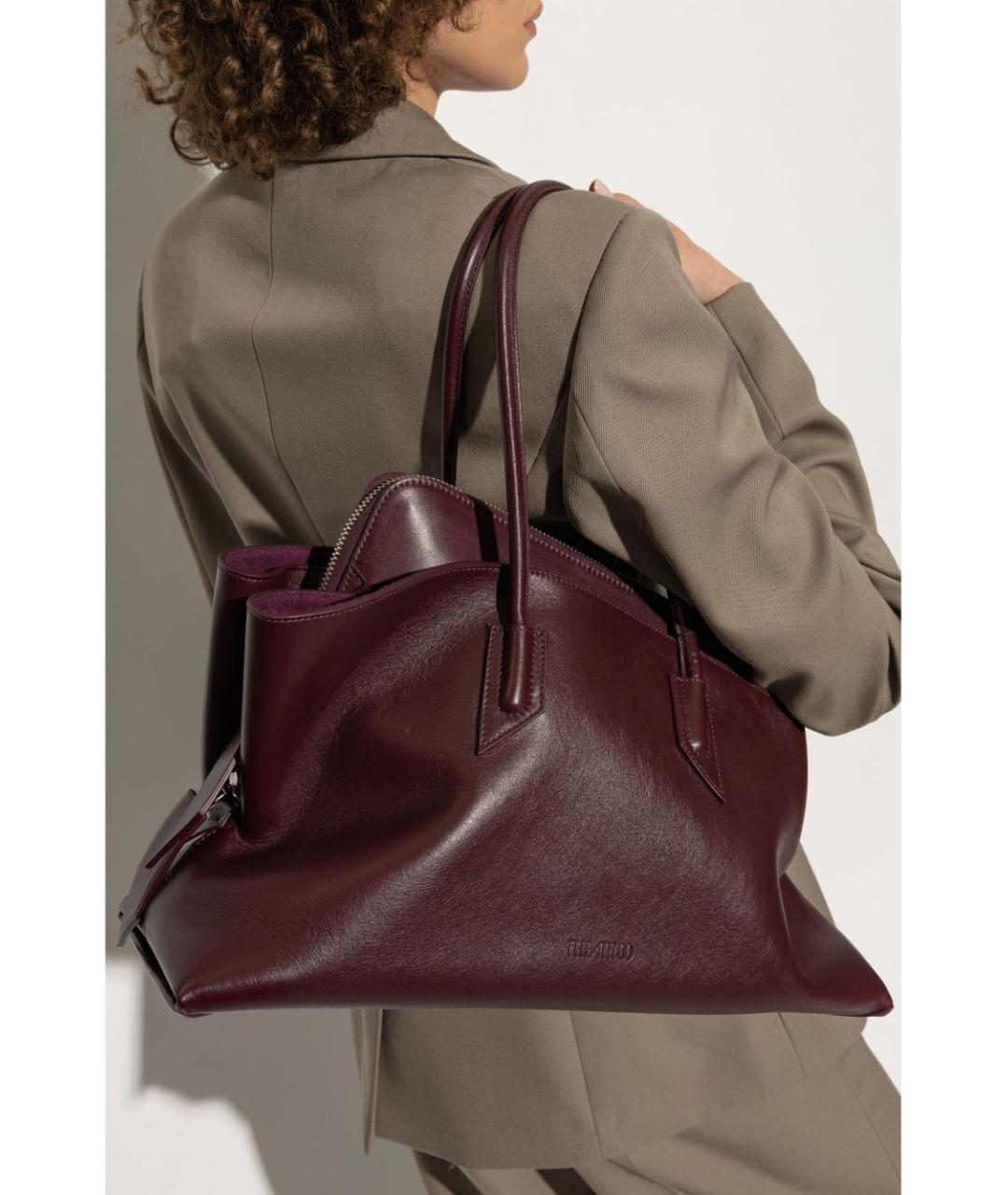 THE ATTICO Бордовая кожаная сумка тоут, фото 3