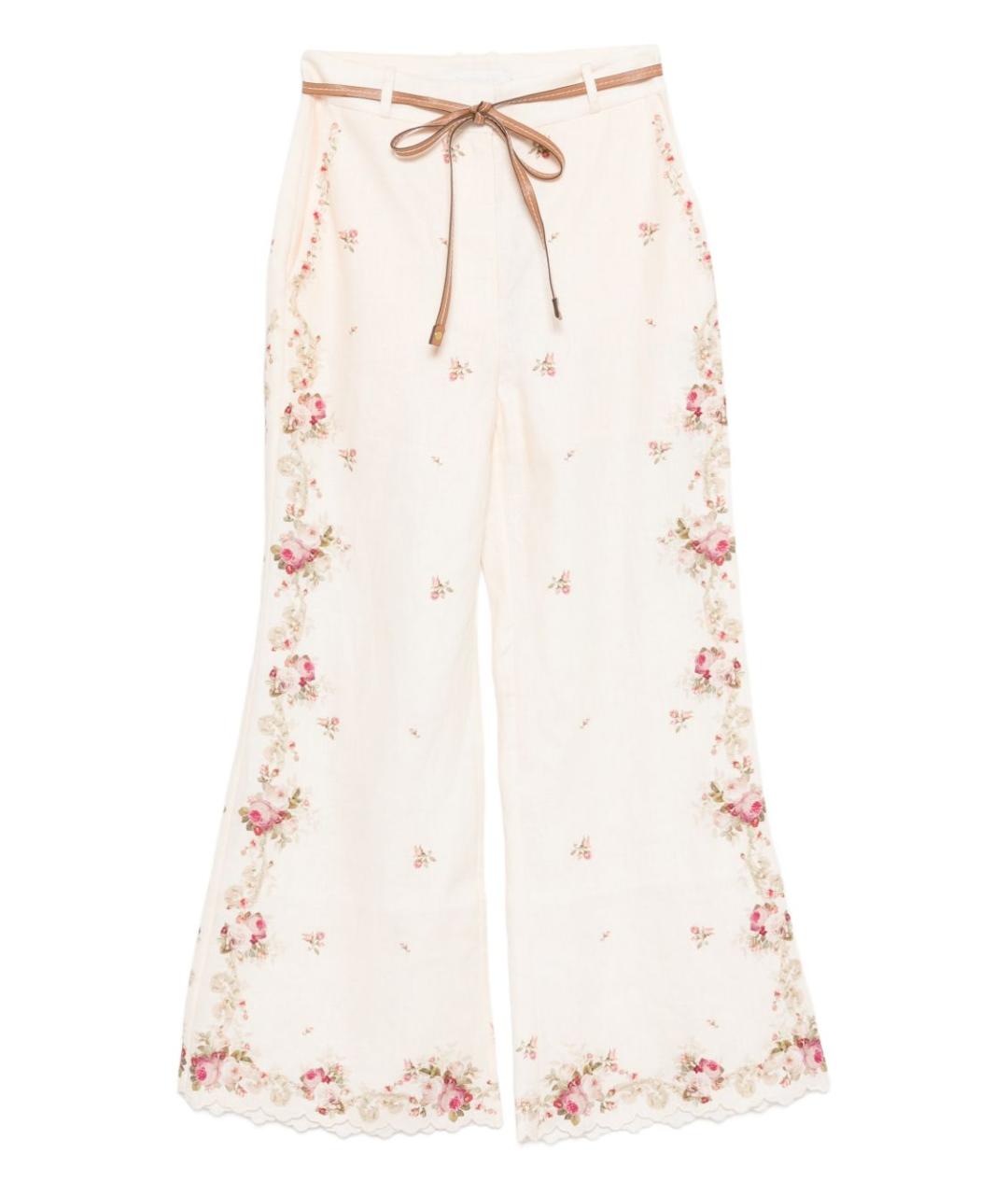 ZIMMERMANN Розовые льняные прямые брюки, фото 1