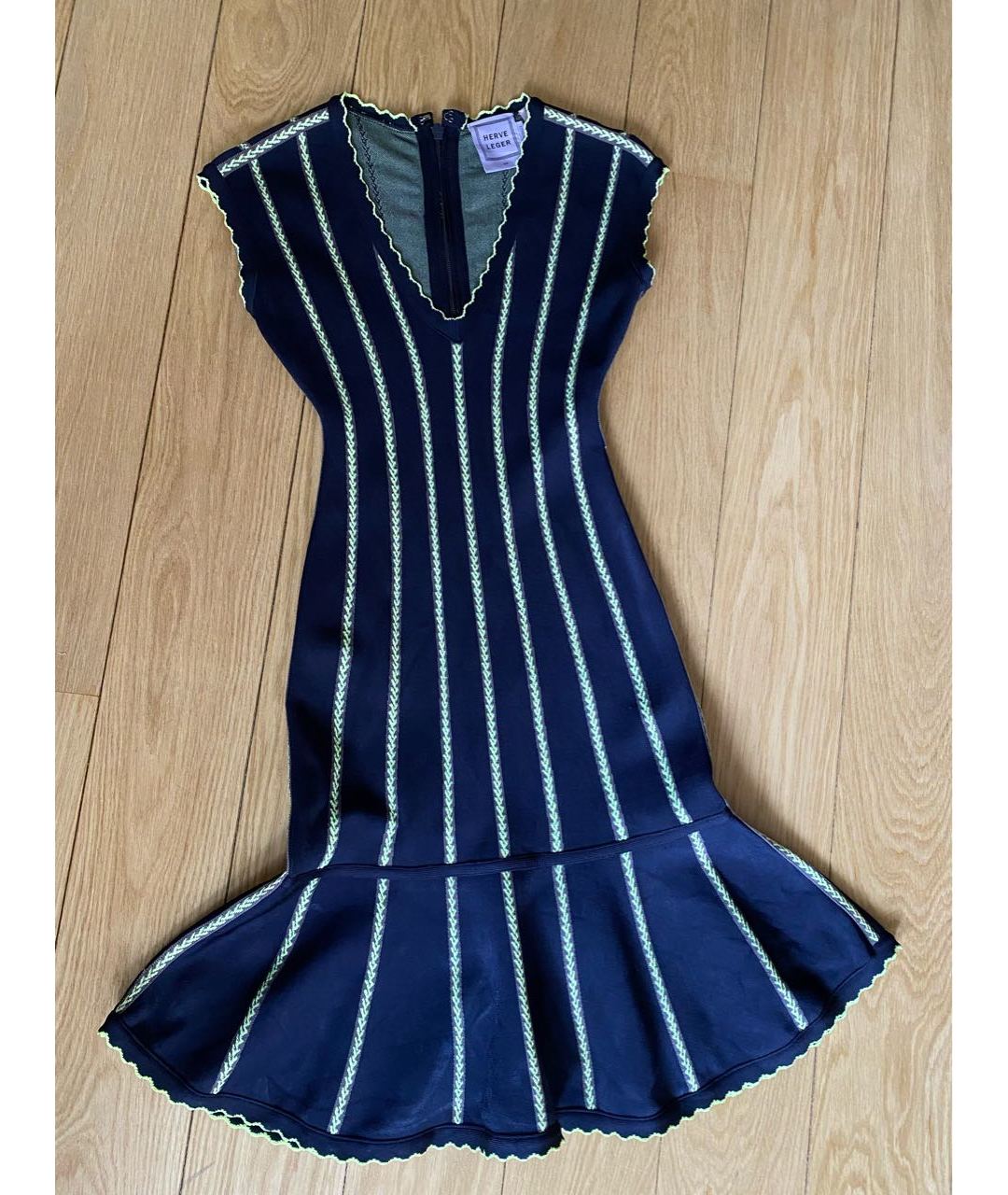 HERVE LEGER Темно-синее вискозное коктейльное платье, фото 3