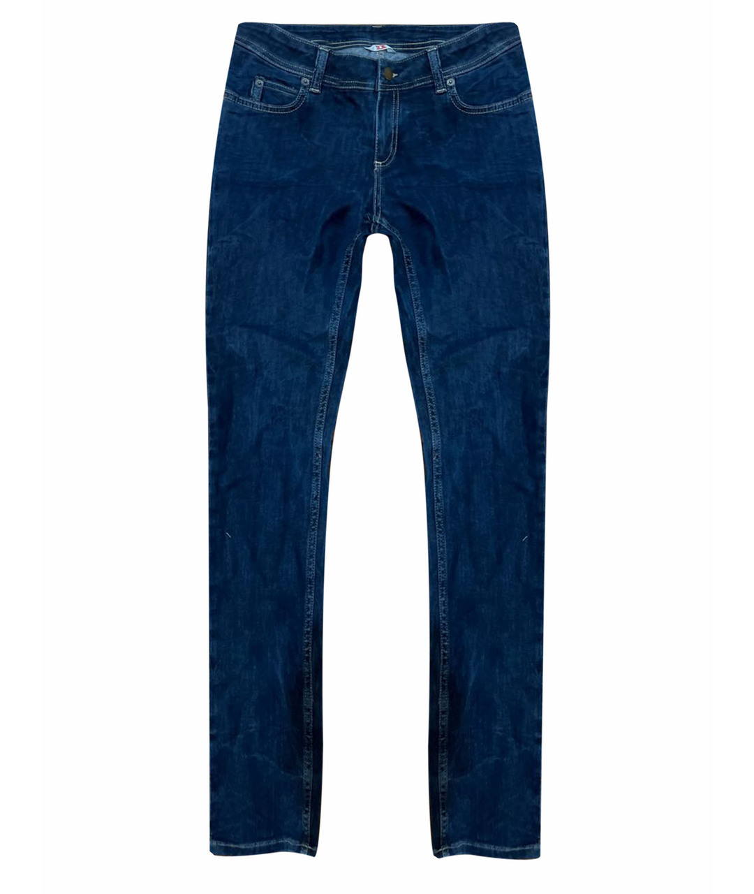 ICEBERG Темно-синие хлопко-эластановые прямые джинсы, фото 1