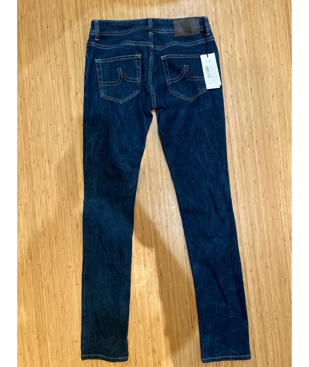 ICEBERG Темно-синие хлопко-эластановые прямые джинсы, фото 2