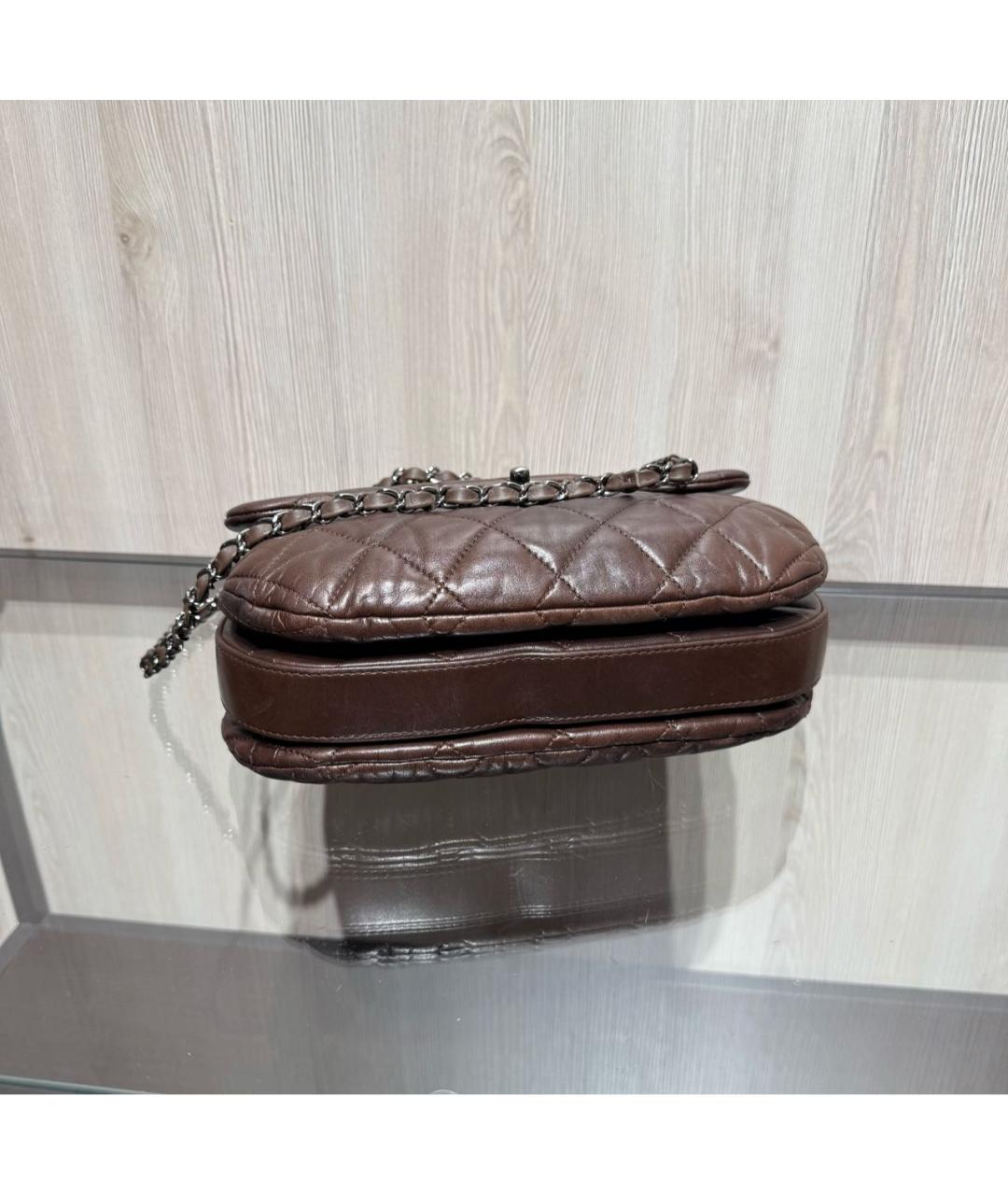 CHANEL Коричневая кожаная сумка через плечо, фото 5