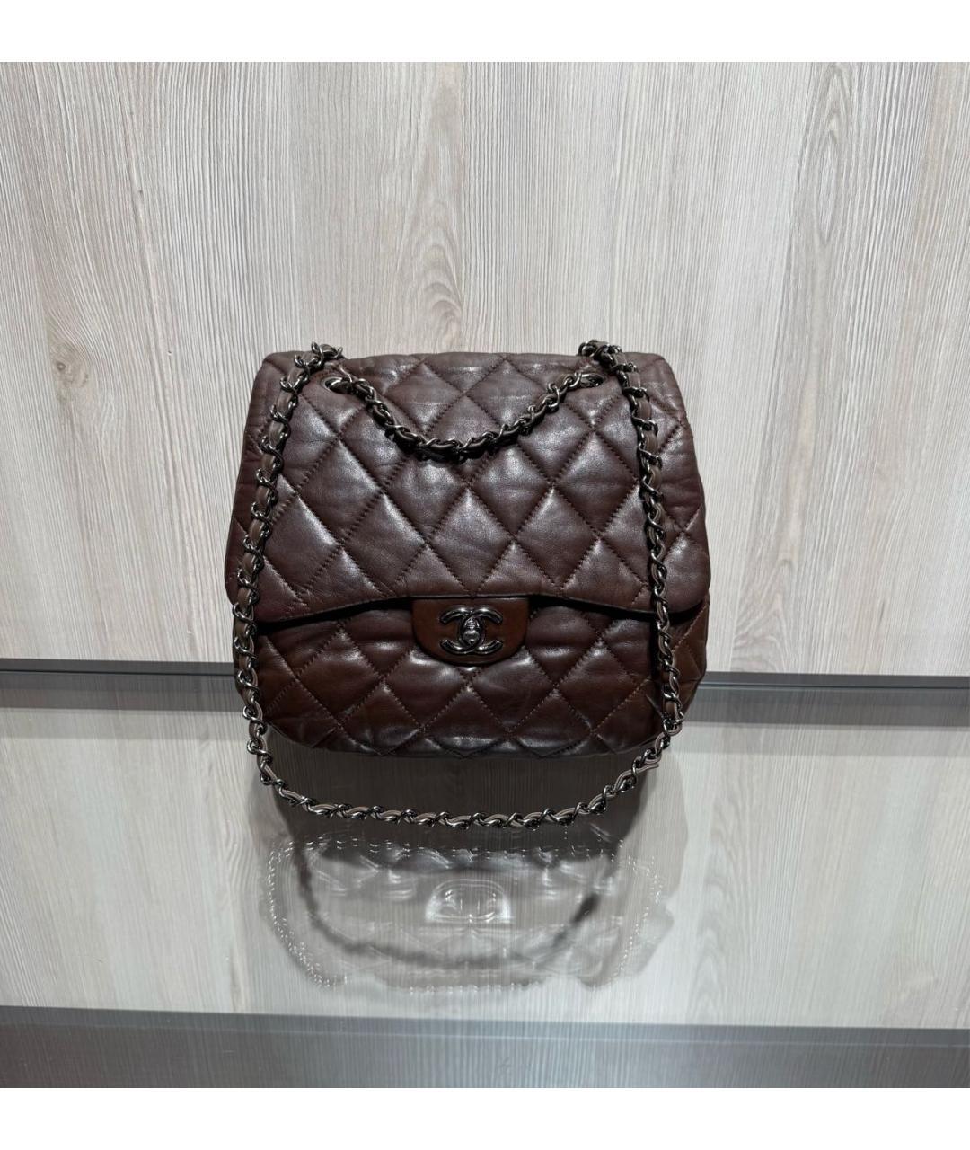 CHANEL Коричневая кожаная сумка через плечо, фото 9