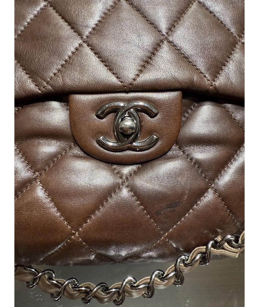 CHANEL Коричневая кожаная сумка через плечо, фото 6