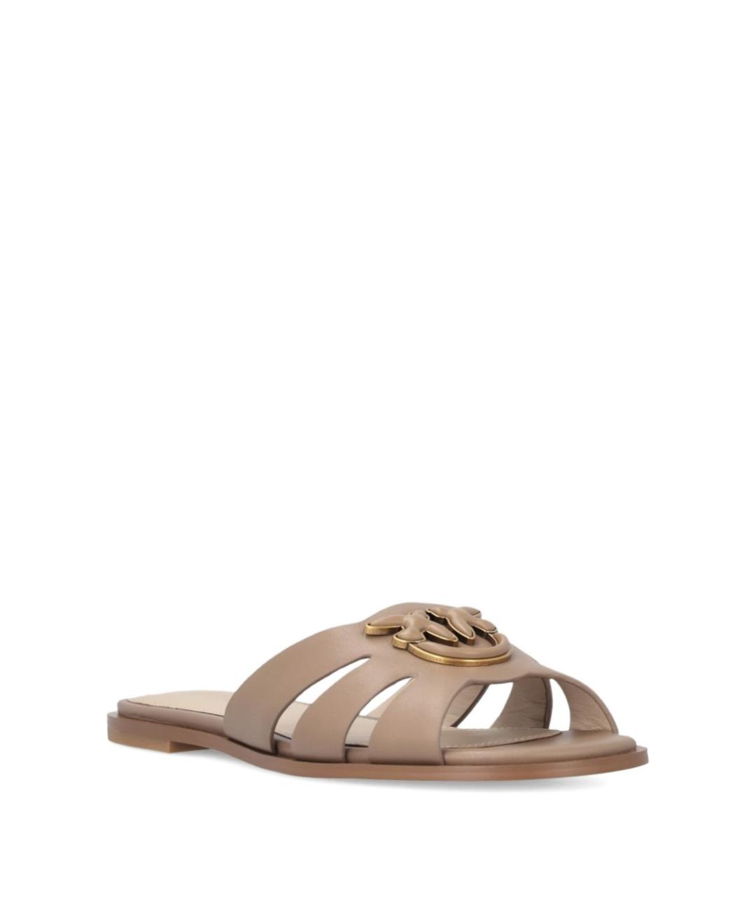 PINKO Бежевые кожаные шлепанцы, фото 5