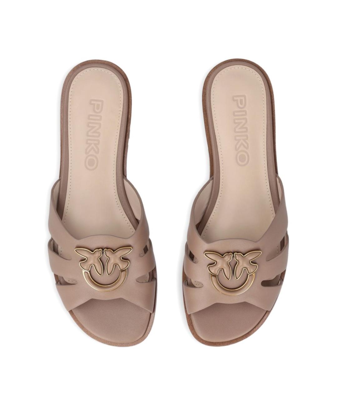 PINKO Бежевые кожаные шлепанцы, фото 3