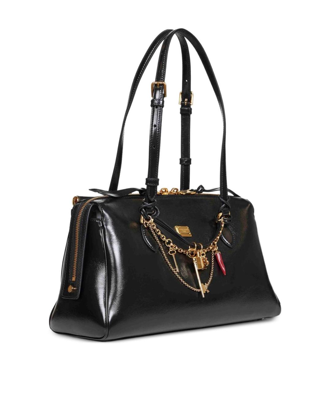 DOLCE&GABBANA Черная кожаная сумка через плечо, фото 4