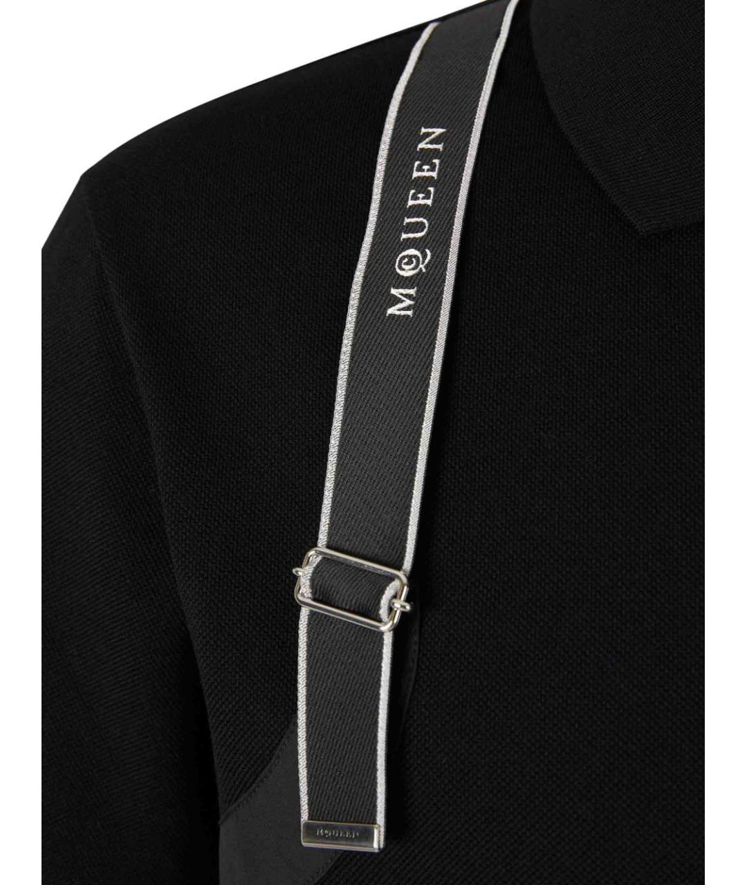 ALEXANDER MCQUEEN Черное хлопковое поло с коротким рукавом, фото 3