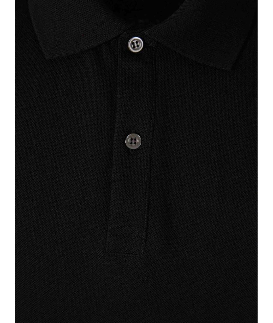 ALEXANDER MCQUEEN Черное хлопковое поло с коротким рукавом, фото 2