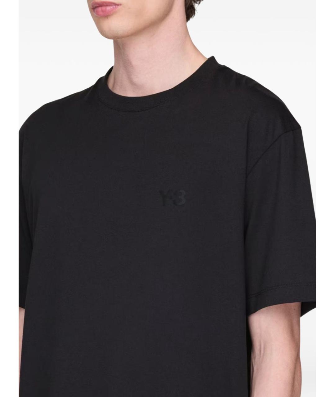 Y-3 Черная хлопковая футболка, фото 3