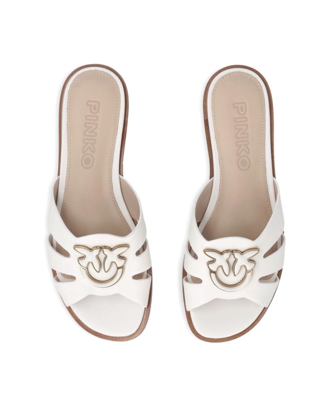 PINKO Белые кожаные шлепанцы, фото 5