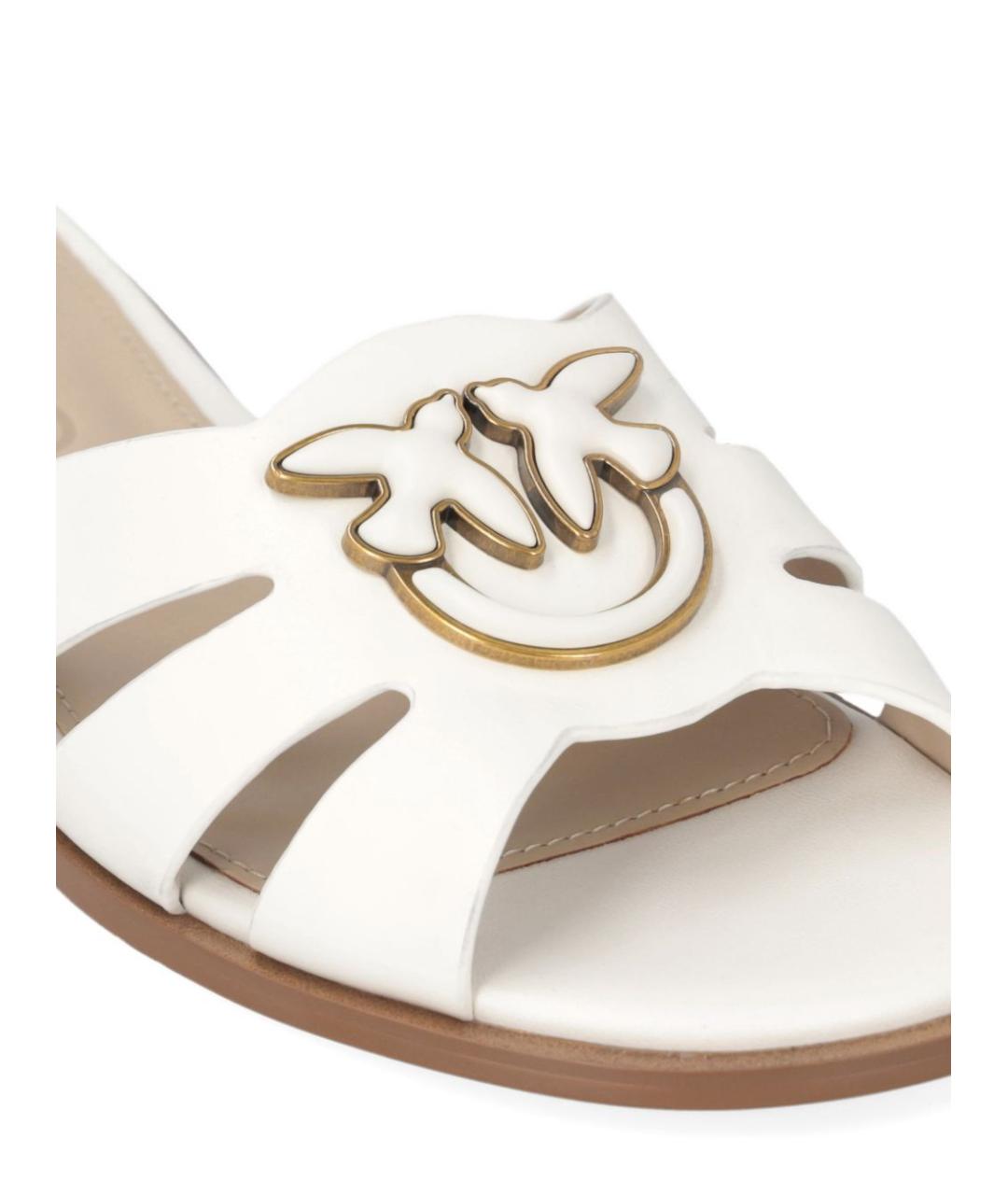 PINKO Белые кожаные шлепанцы, фото 4