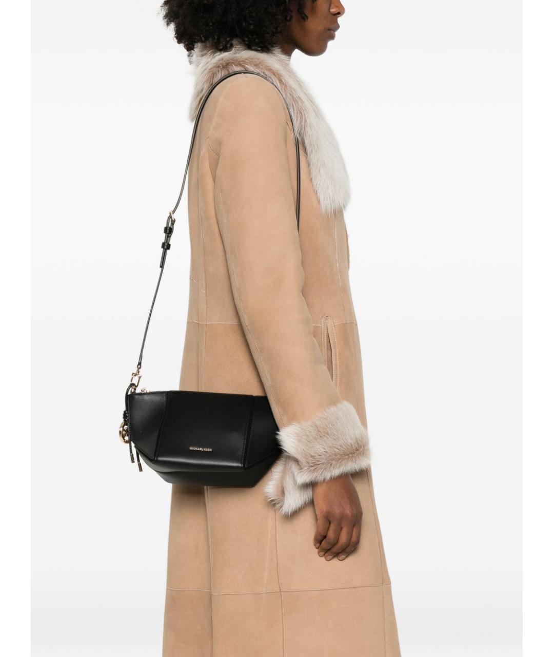MICHAEL KORS Черная кожаная сумка через плечо, фото 3