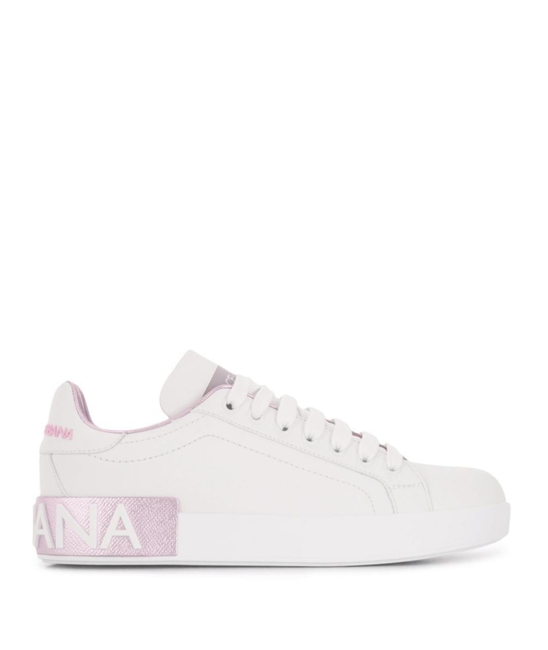 DOLCE&GABBANA Розовые кожаные кроссовки, фото 1