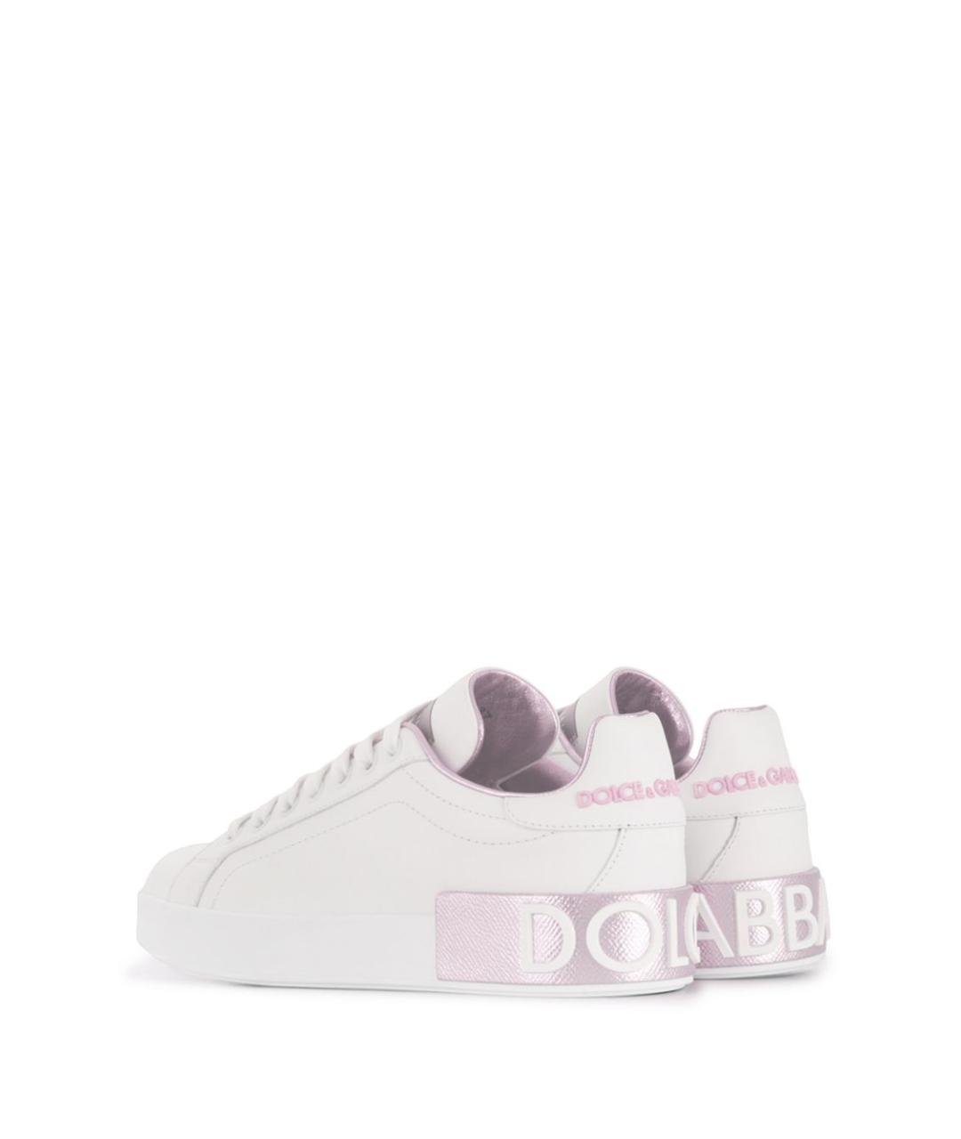 DOLCE&GABBANA Розовые кожаные кроссовки, фото 3