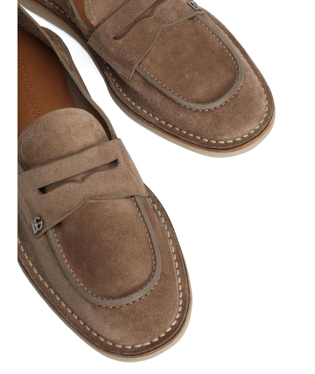 DOLCE&GABBANA Бежевые замшевые лоферы, фото 3