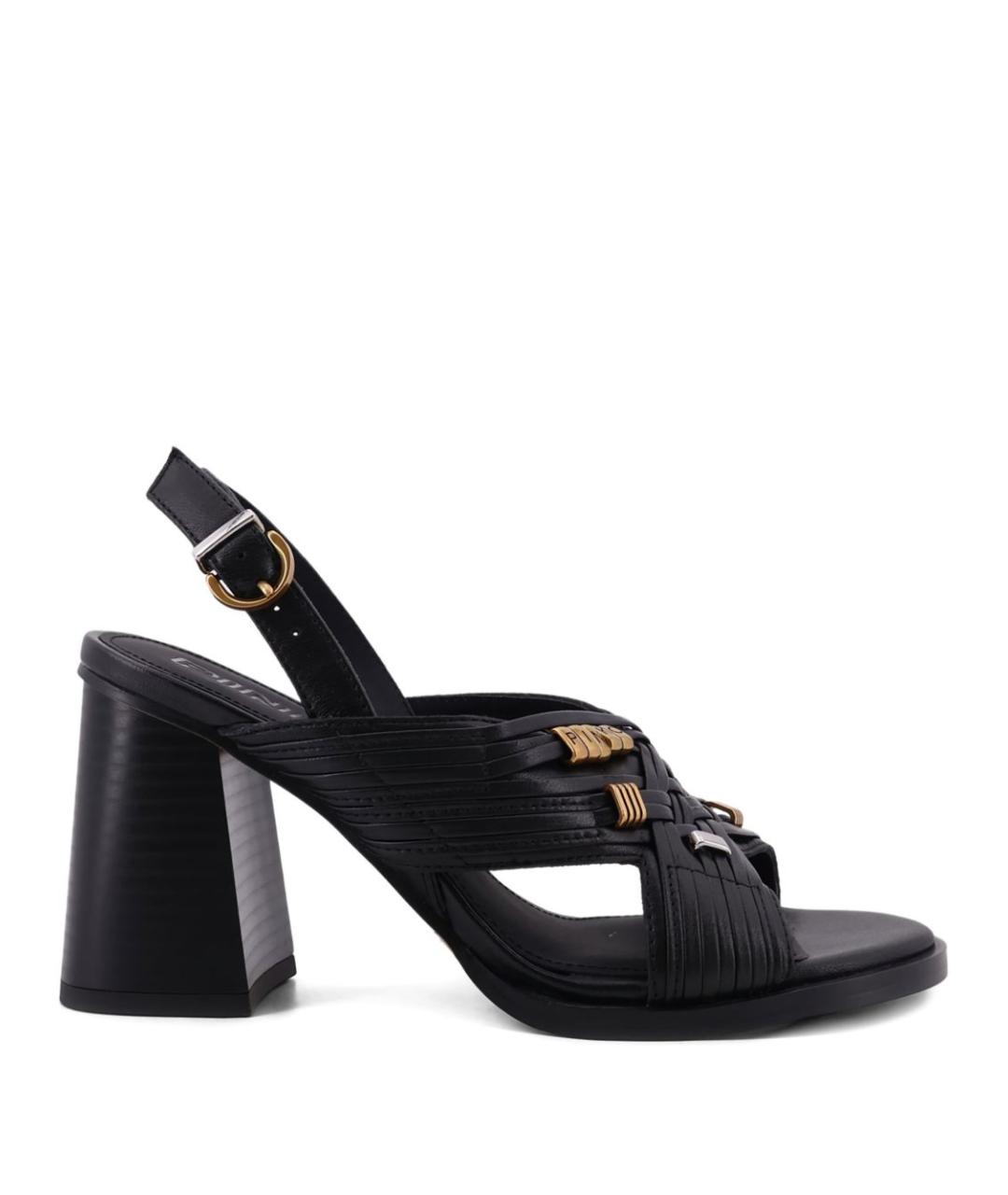 PINKO Черные кожаные босоножки, фото 1