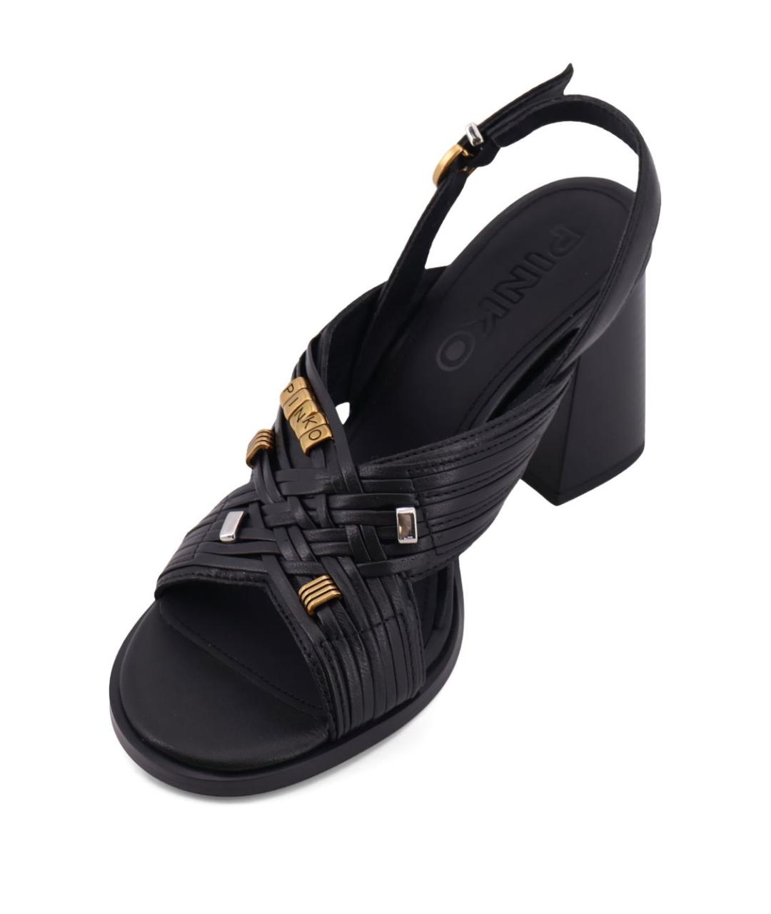 PINKO Черные кожаные босоножки, фото 3