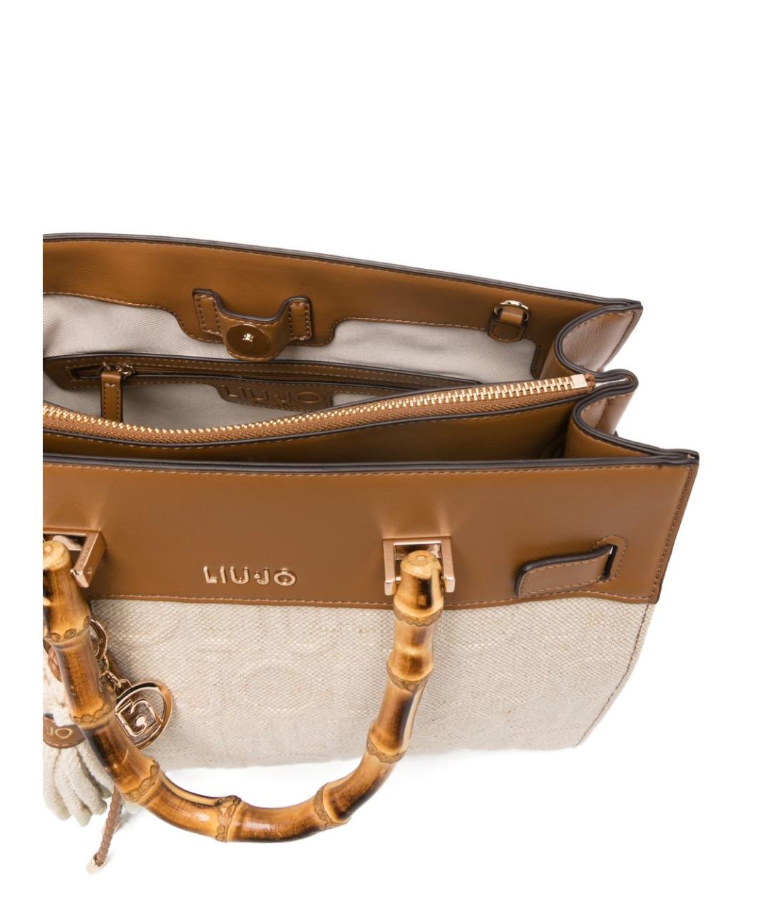 LIU JO Коричневая хлопковая сумка тоут, фото 4