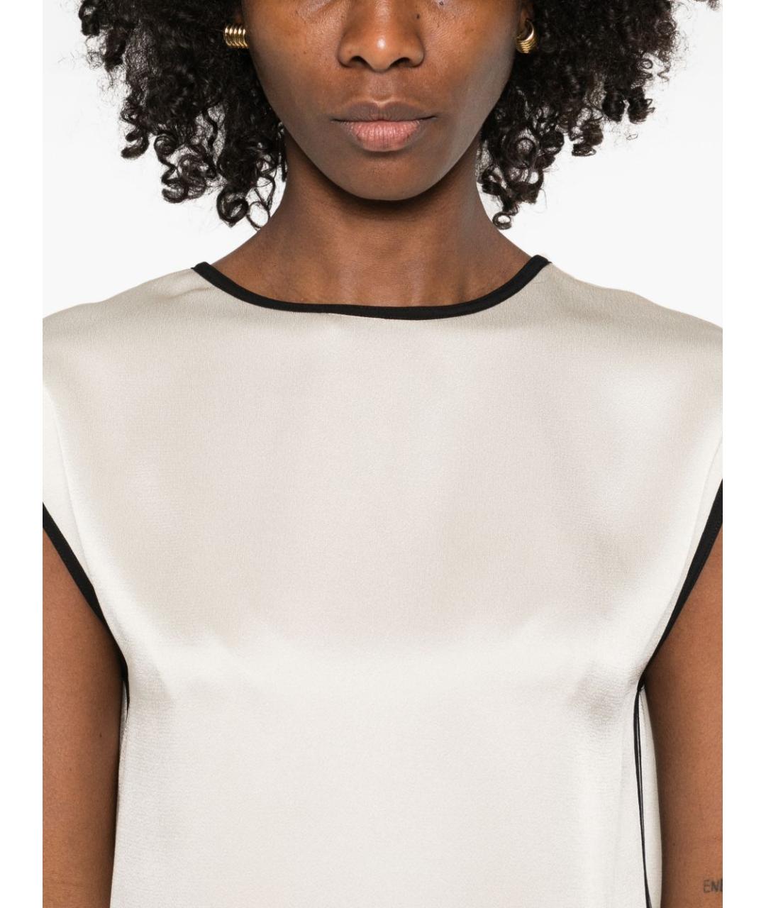 FORTE FORTE Бежевая ацетатная блузы, фото 3