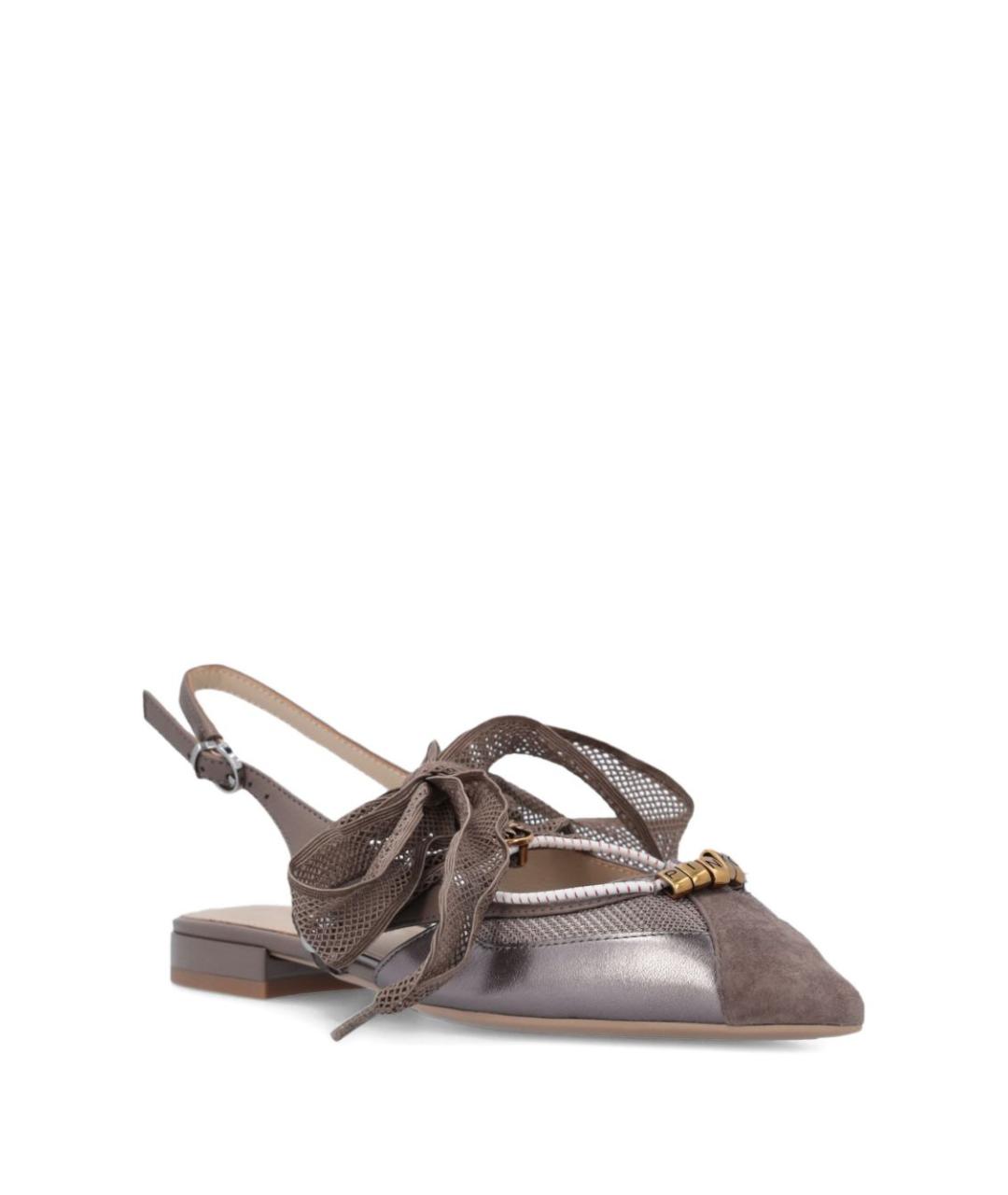 PINKO Коричневые кожаные балетки, фото 4