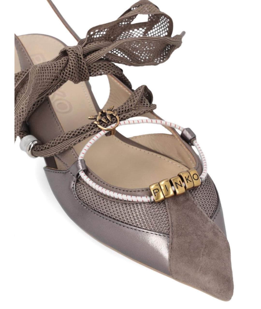 PINKO Коричневые кожаные балетки, фото 3