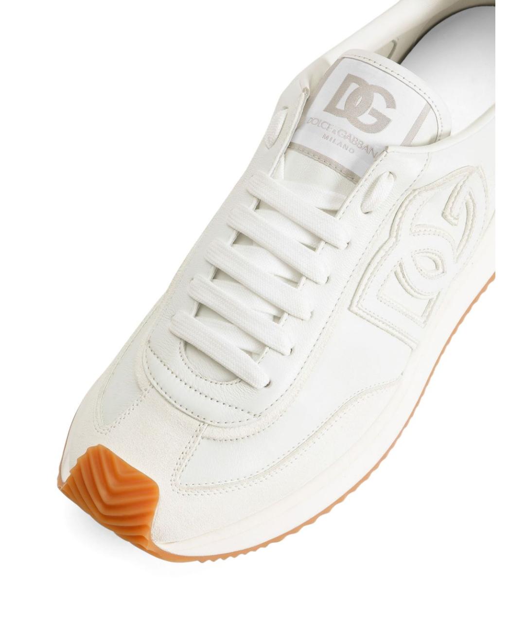 DOLCE&GABBANA Белые кожаные низкие кроссовки / кеды, фото 3