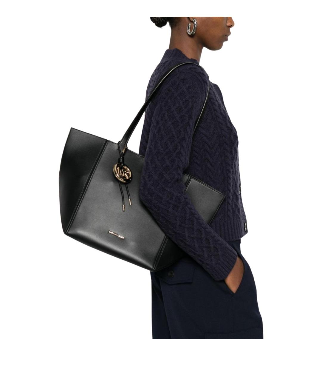 MICHAEL KORS Черная кожаная сумка тоут, фото 5