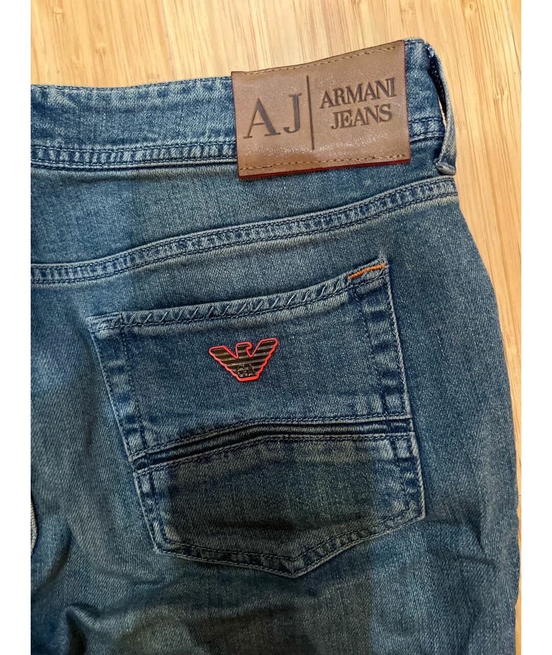 ARMANI JEANS Синие хлопко-эластановые прямые джинсы, фото 5