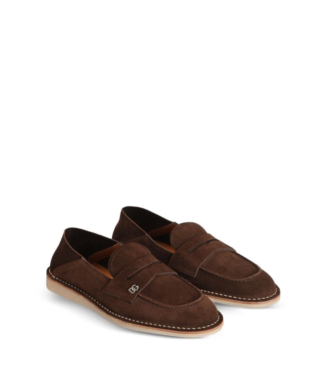 DOLCE&GABBANA Коричневые замшевые лоферы, фото 2