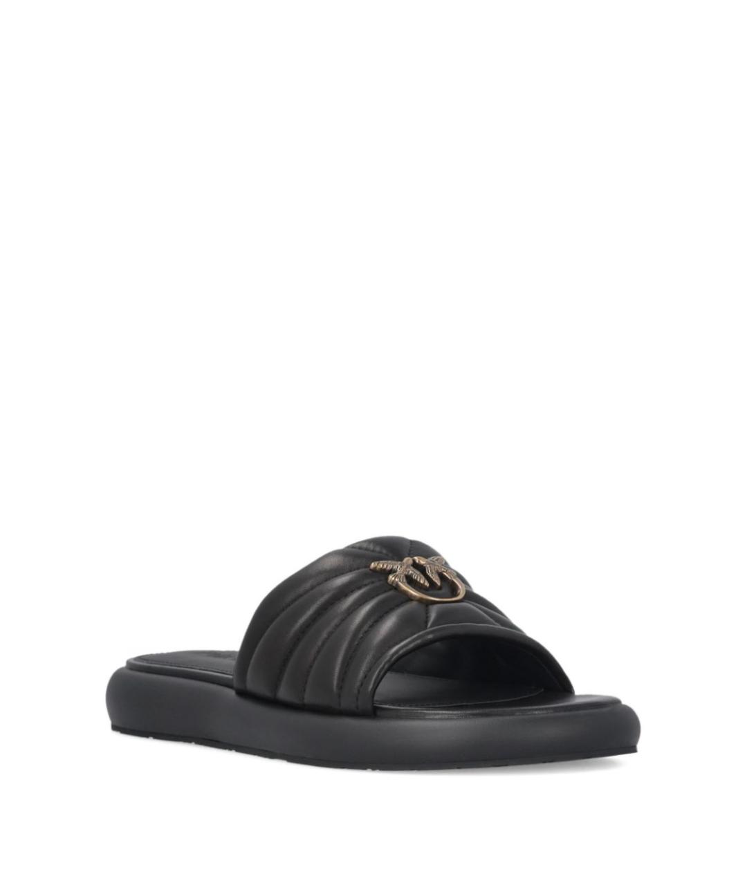 PINKO Черные кожаные шлепанцы, фото 3
