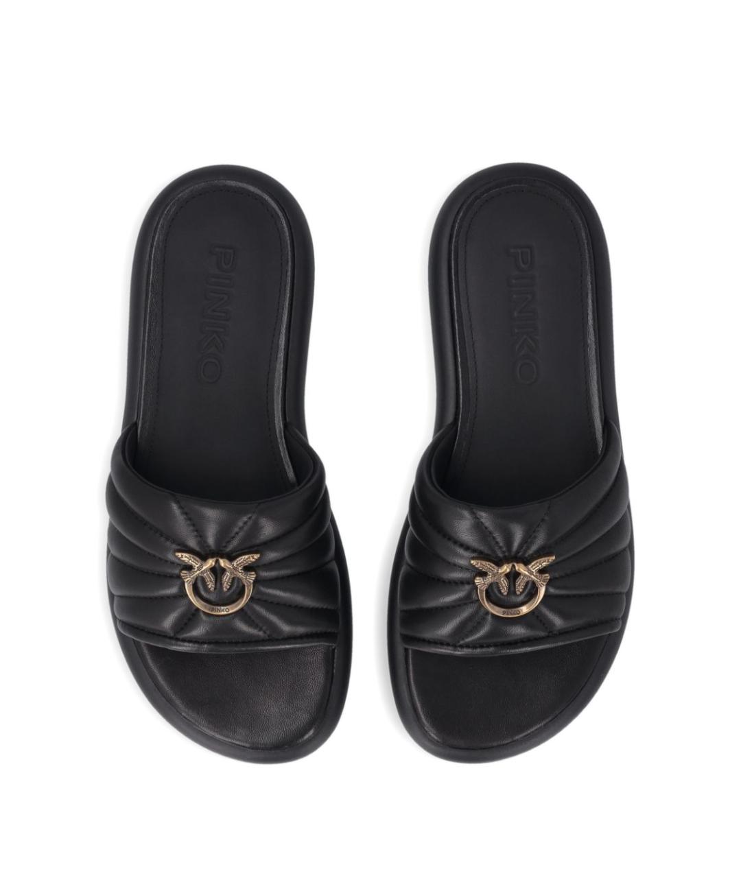 PINKO Черные кожаные шлепанцы, фото 4