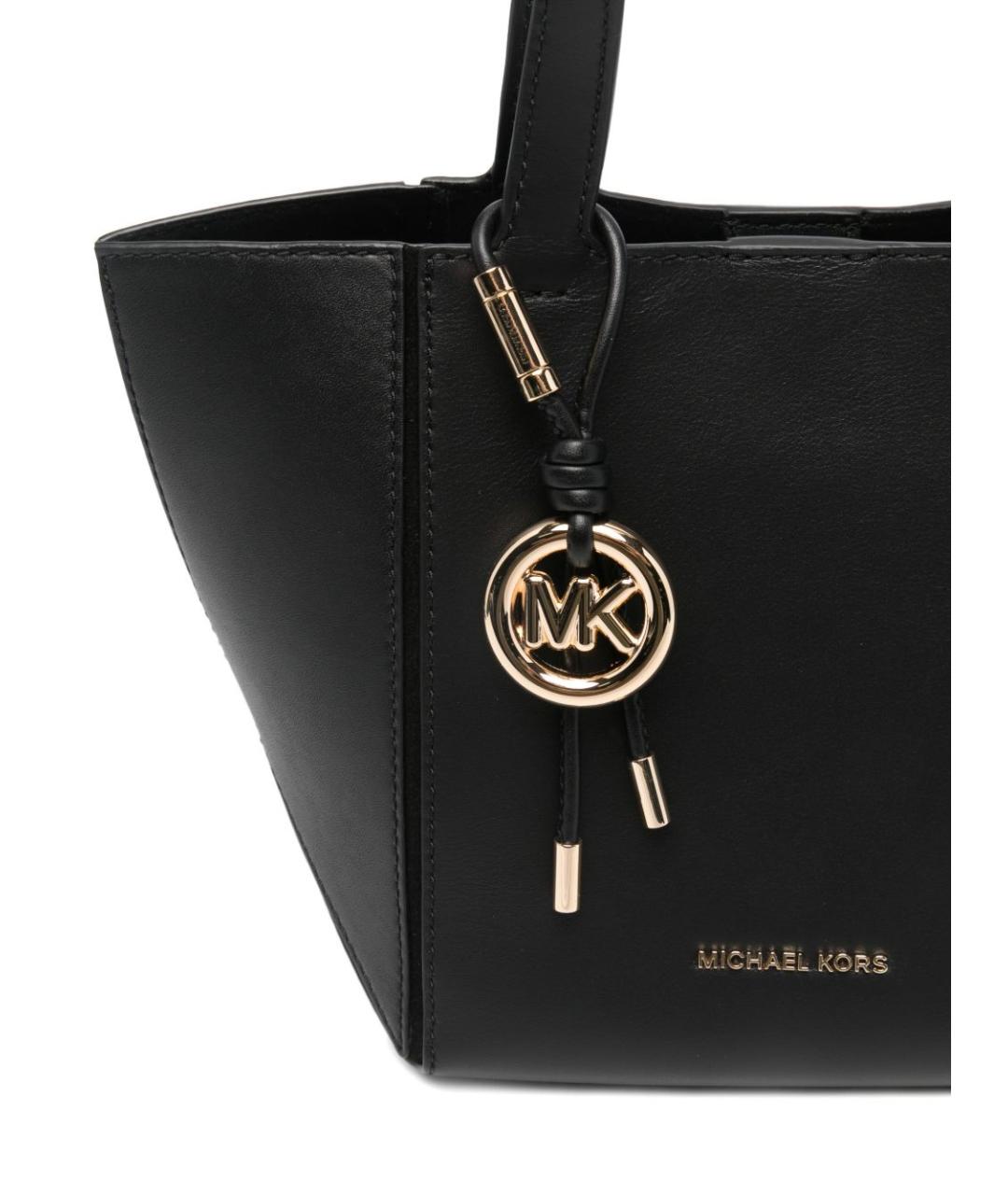 MICHAEL KORS Черная кожаная сумка тоут, фото 4