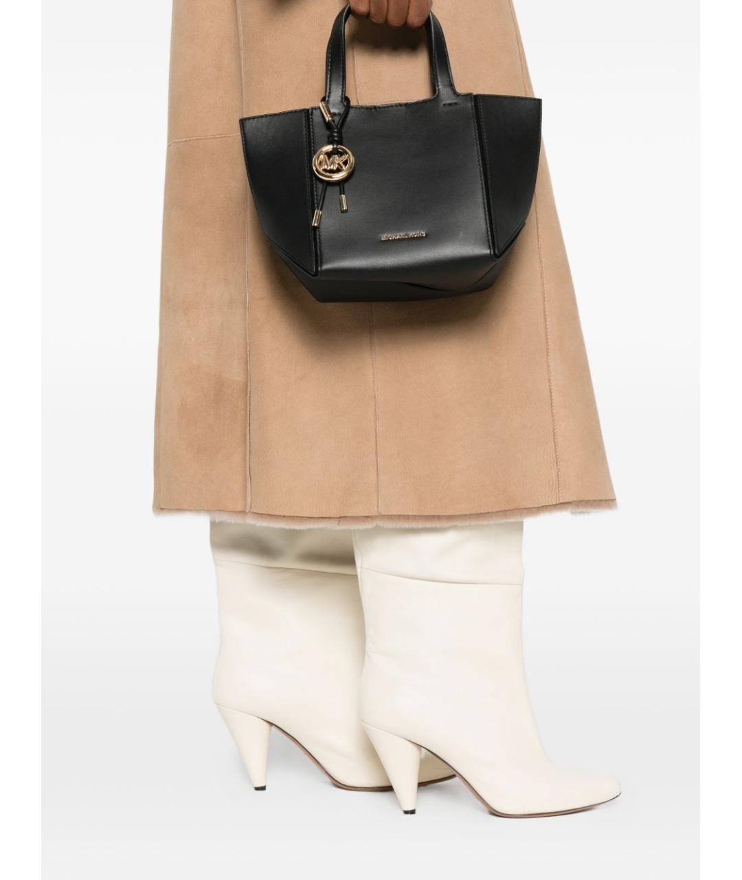 MICHAEL KORS Черная кожаная сумка тоут, фото 3