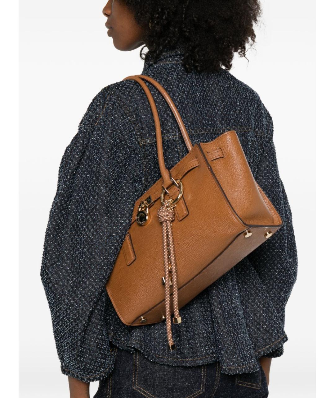 MICHAEL KORS Коричневая кожаная сумка тоут, фото 3