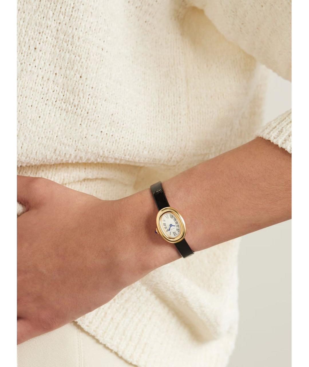 CARTIER Черные часы из желтого золота, фото 2