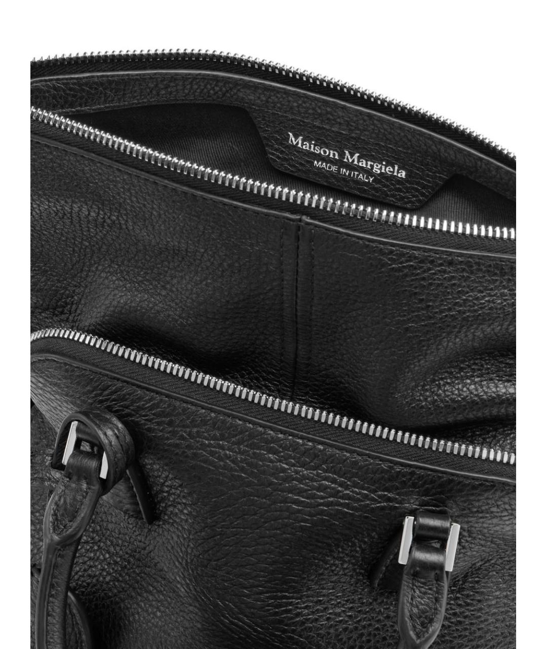 MAISON MARGIELA Черная кожаная сумка тоут, фото 4