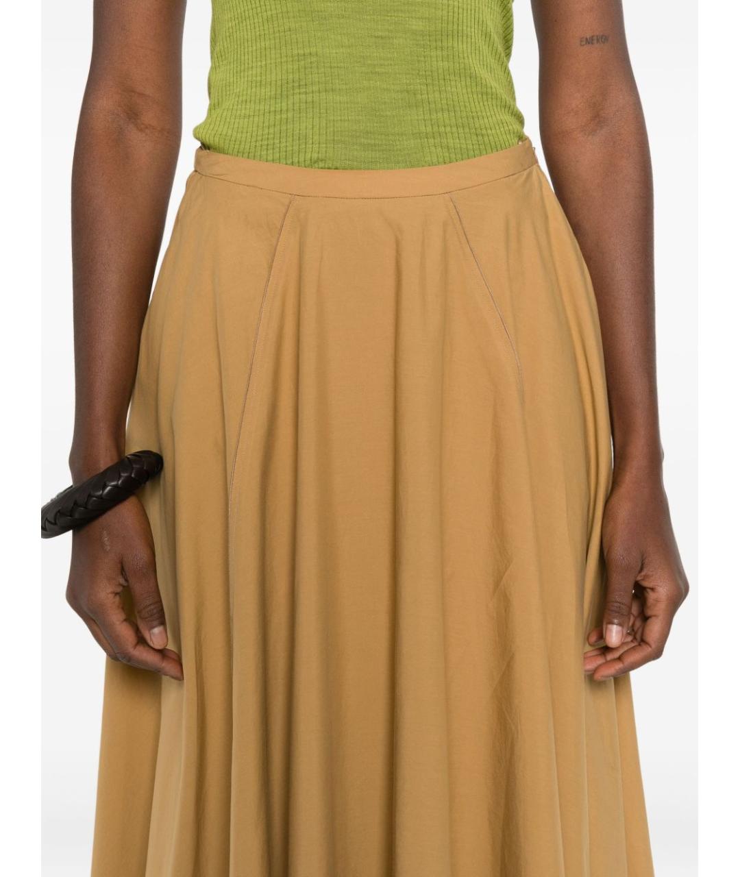 FORTE FORTE Бежевая хлопковая юбка миди, фото 3
