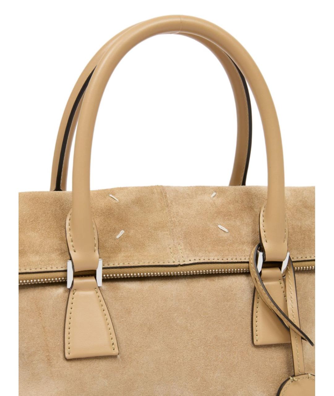 MAISON MARGIELA Бежевая замшевая сумка тоут, фото 2