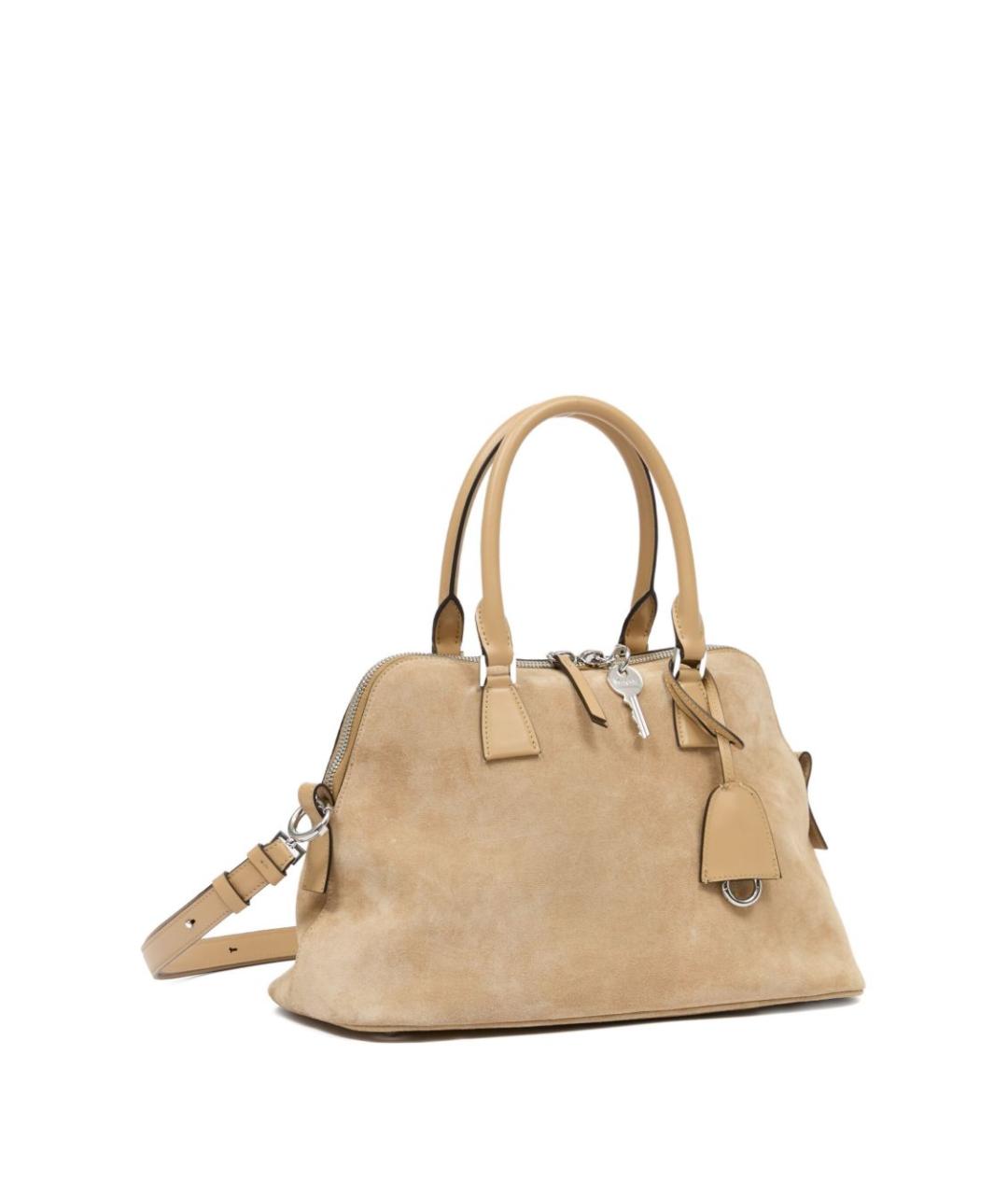 MAISON MARGIELA Бежевая замшевая сумка тоут, фото 4