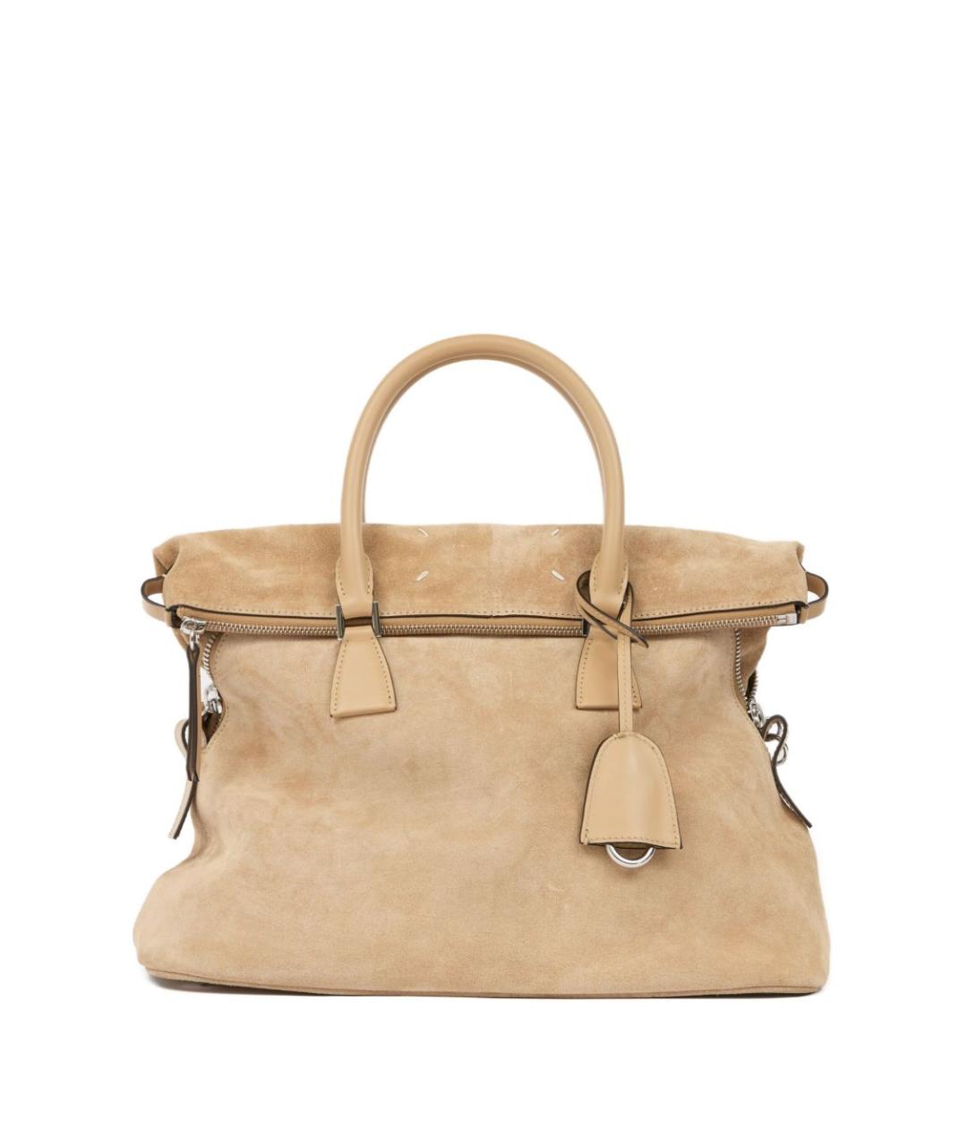 MAISON MARGIELA Бежевая замшевая сумка тоут, фото 1