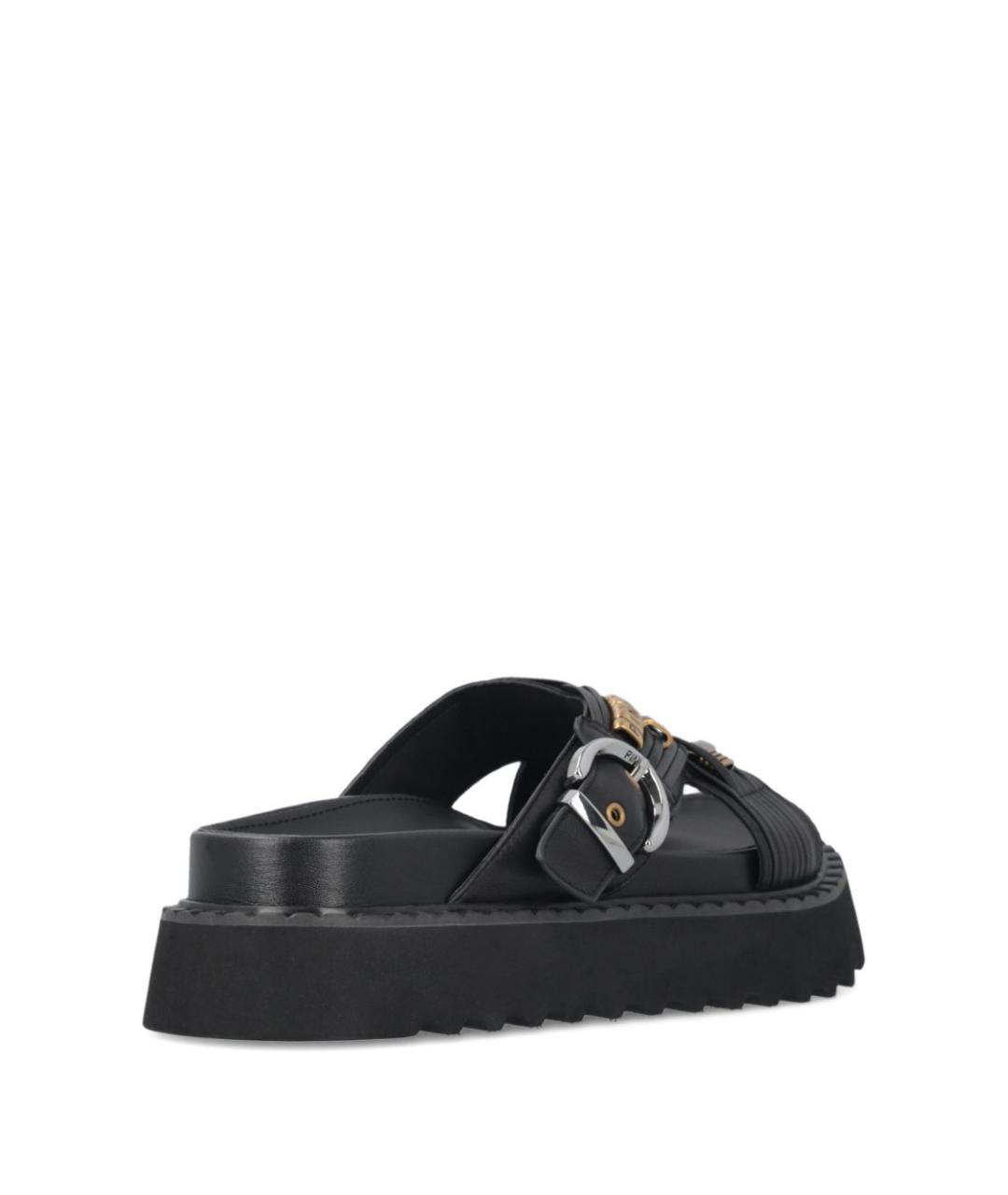 PINKO Черные кожаные шлепанцы, фото 4