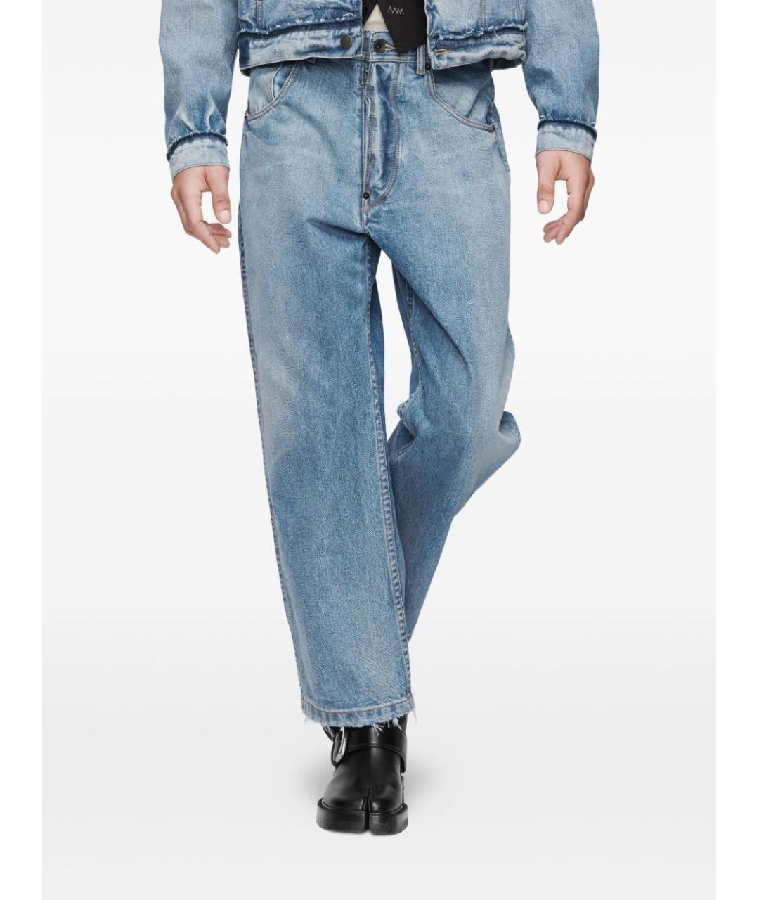 MAISON MARGIELA Синие хлопковые прямые джинсы, фото 4