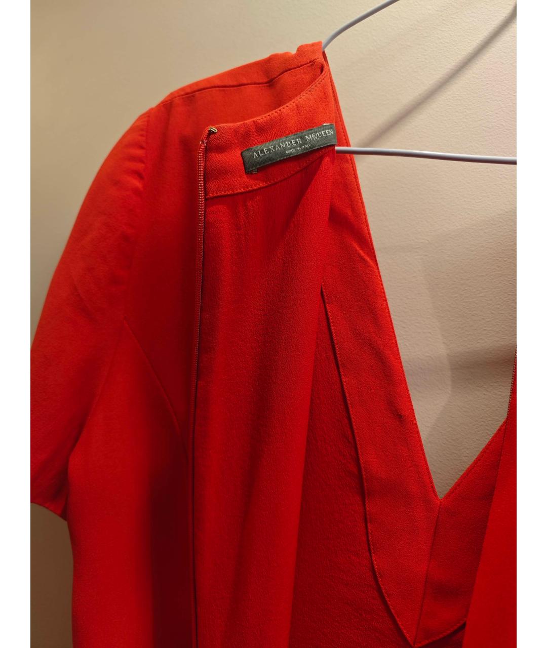 ALEXANDER MCQUEEN Красное шелковое вечернее платье, фото 3
