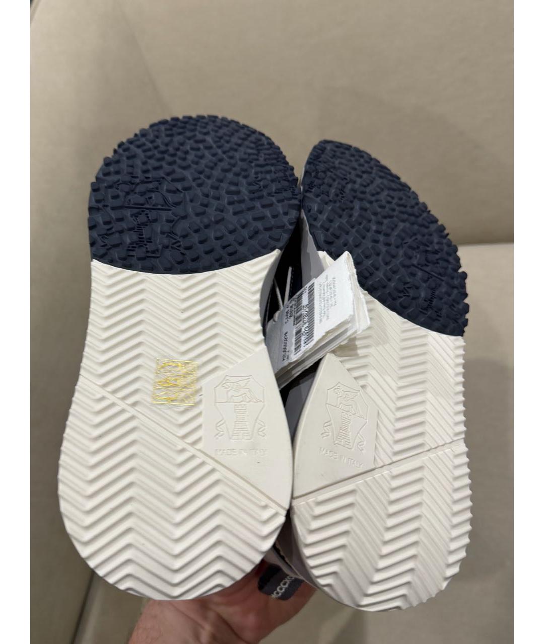 BRUNELLO CUCINELLI Темно-синие кожаные низкие кроссовки / кеды, фото 5