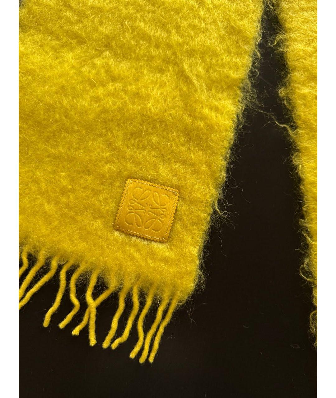 LOEWE Желтый шерстяной шарф, фото 3