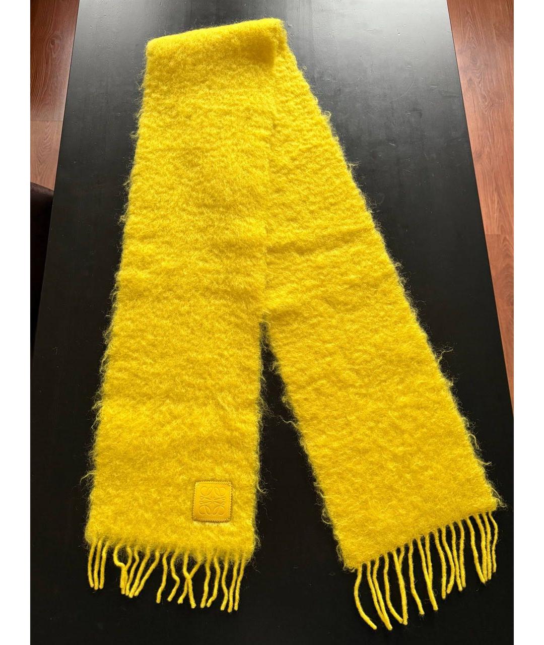 LOEWE Желтый шерстяной шарф, фото 5