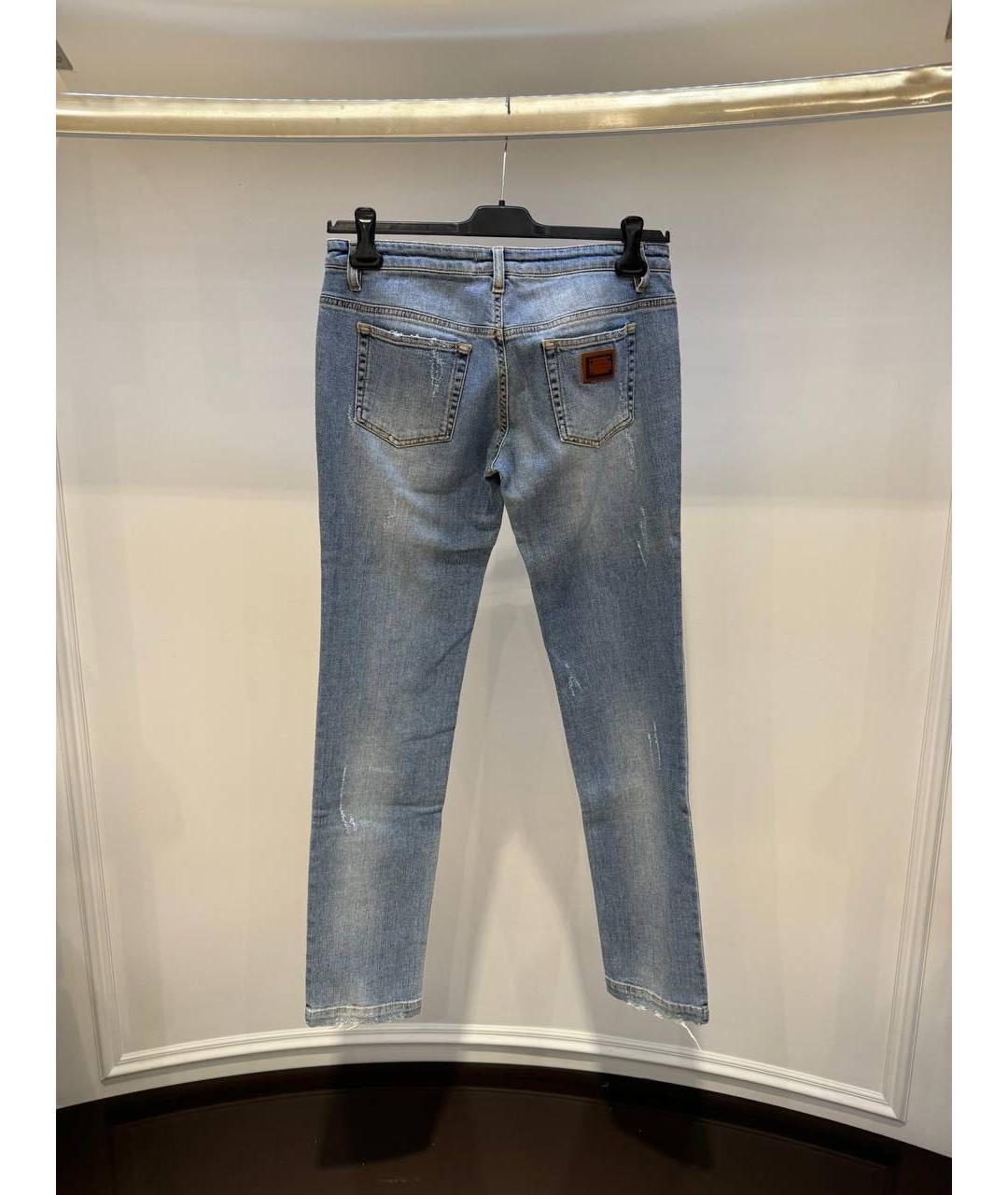 DOLCE&GABBANA Голубые хлопковые джинсы слим, фото 2