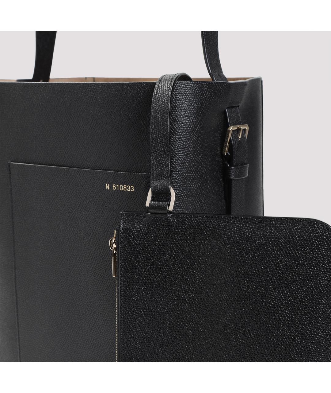 VALEXTRA Черная кожаная сумка с короткими ручками, фото 3