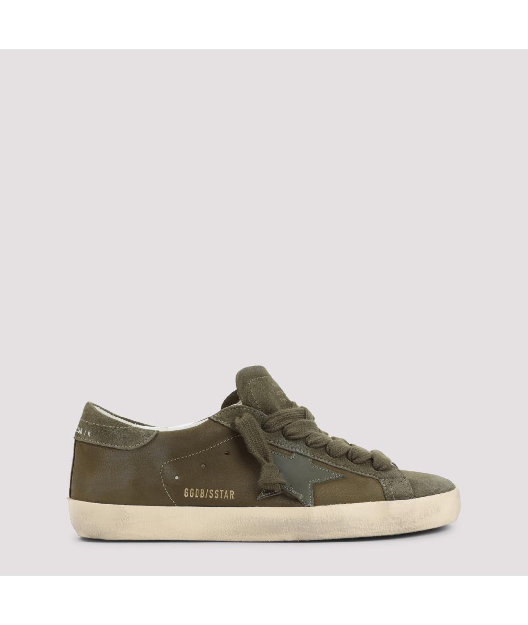 GOLDEN GOOSE DELUXE BRAND Хаки кожаные низкие кроссовки / кеды, фото 2